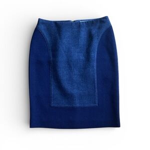 EPOCA Womens Blue Panel Pencil Skirt Size 38 Wool Blend Tailored Knee Length
